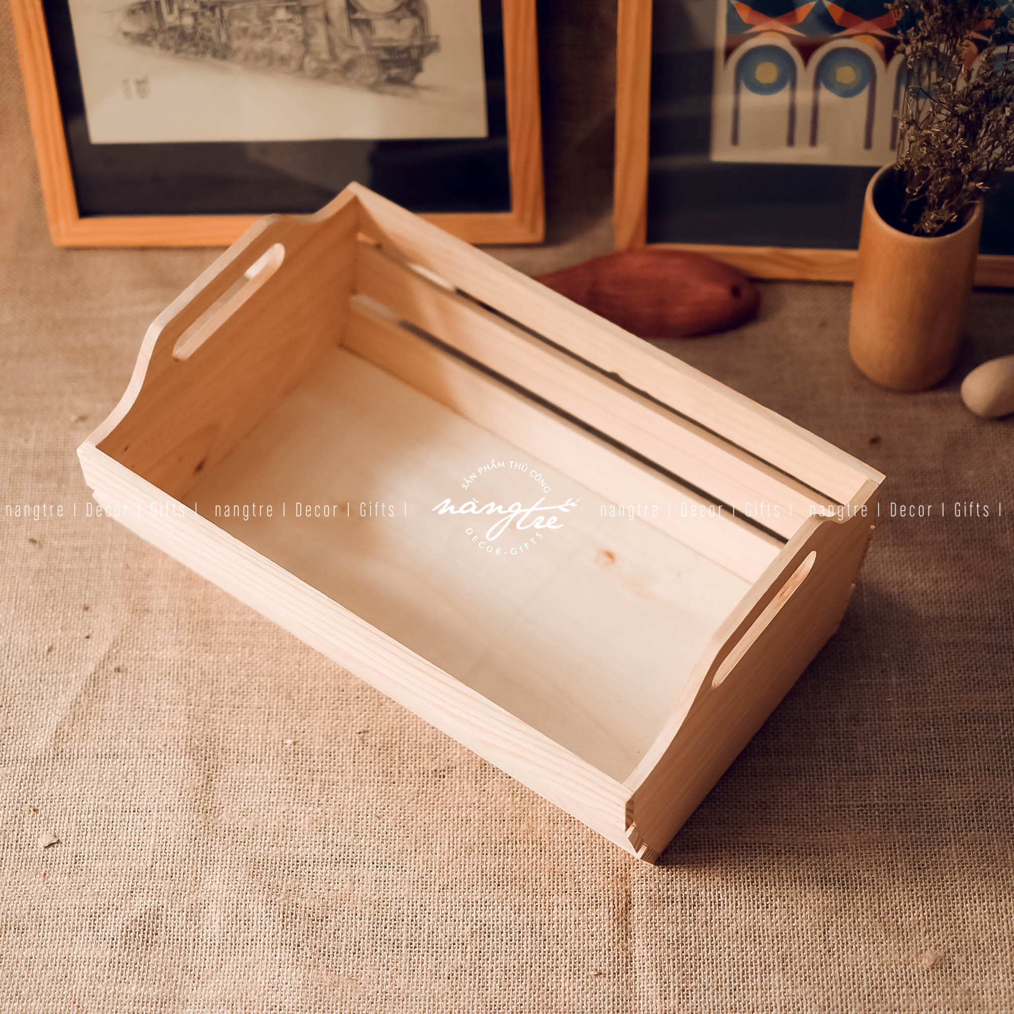 [HCM]Khay gỗ pallet đựng quà/ Khay gỗ trái cây