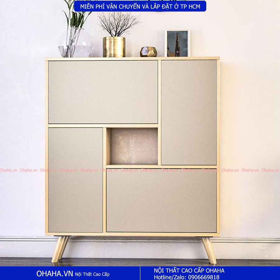 [ Freeship HCM ] [Có ảnh thực tế]  TỦ GIÀY GỖ CAO CẤP SQUARE 01 OHAHA - SQ01