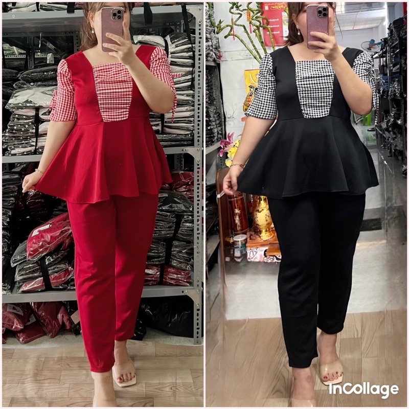 Bộ mặc nhà Bigsize 68kg-95kg(mẫu 9tất phối caro)