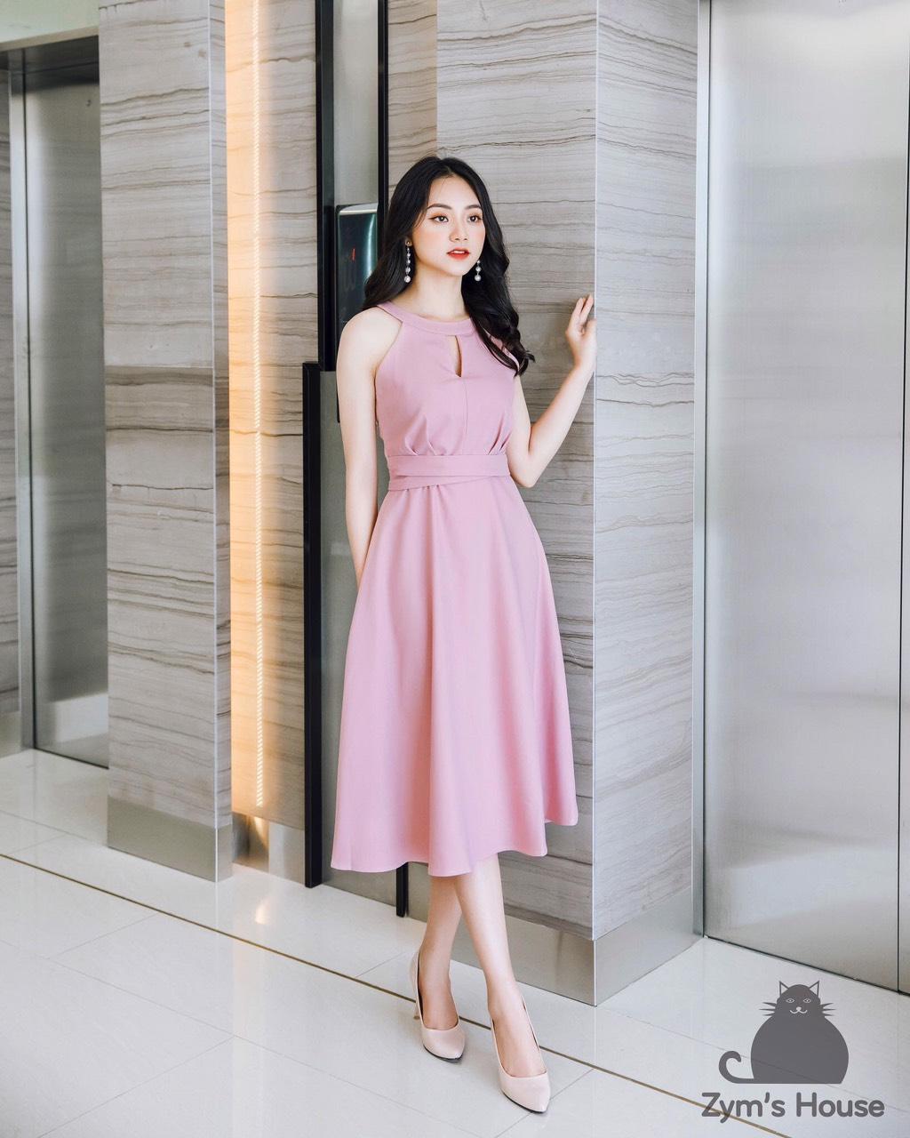 Váy Dự tiệc Dáng Dài Cổ Yếm Xẻ Tà Phối Dây Hạt Sang Trọng - NV01 | Shopee  Việt Nam