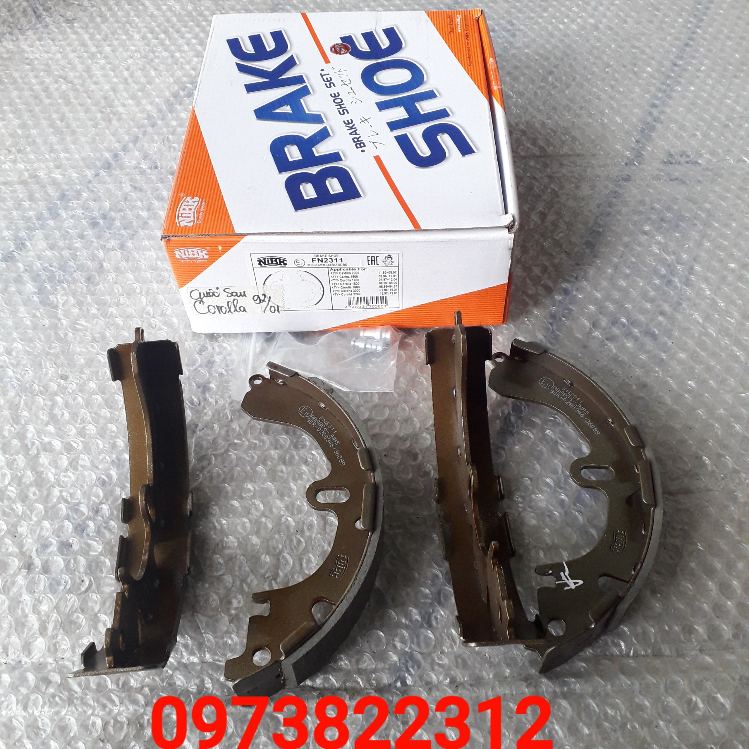 Má phanh sau Corolla 92-01 ( Má Guốc, Giá 1 Bộ) NIBK JAPAN