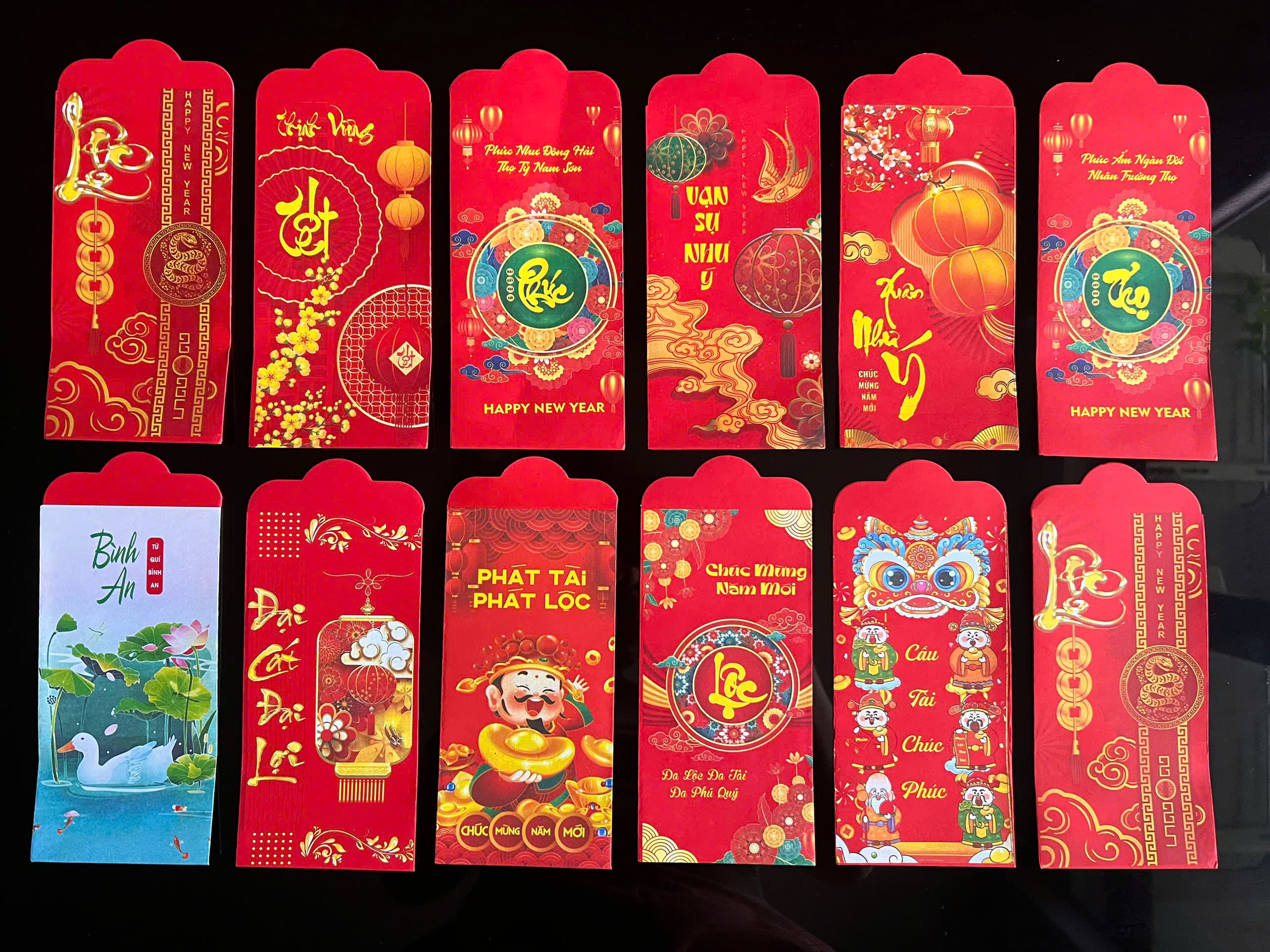 [Sỉ lì xì truyền thống] Combo 2000 bao lì xì tết Quý Mão 2025 (kèm túi nilong)