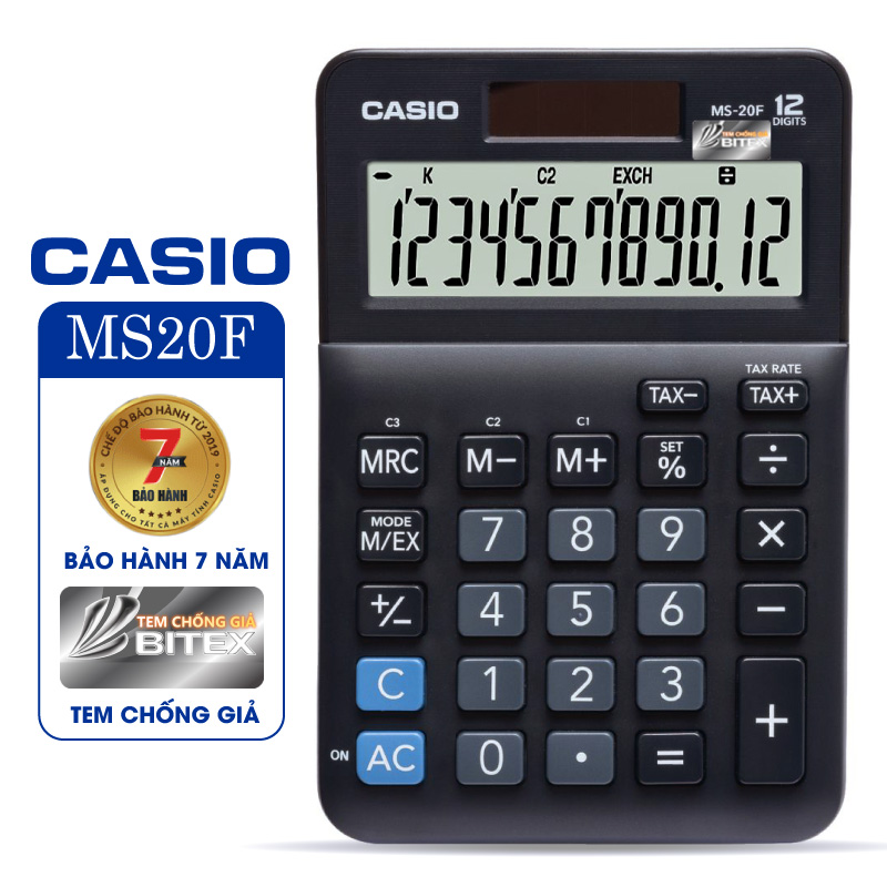 Máy tính Casio MS-20F - Chính hãng Bitex, Bảo hành 7 năm