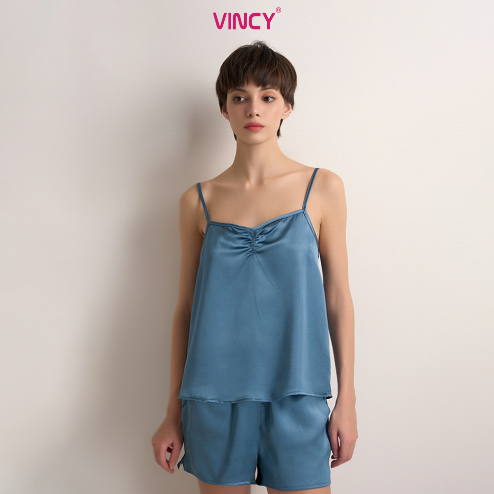 [Mua 3 giảm 20%, mua 2 giảm 15%] Bộ Đồ Short Satin Nữ Vincy BSS077W91