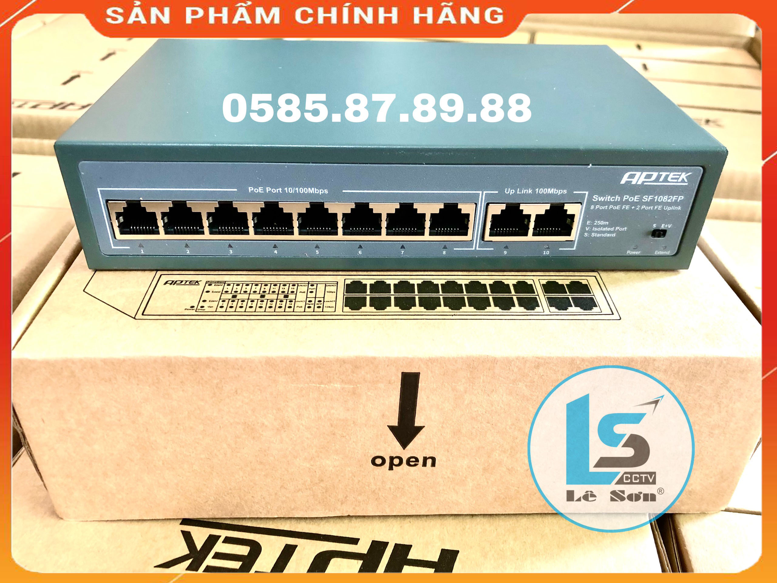 [HCM]Switch PoE Aptek SF1082FP [ 8 Port (Cổng) PoE - AI Thông Minh ]