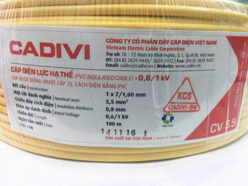 Dây điện Cadivi 20 mét dây đơn 4mm2