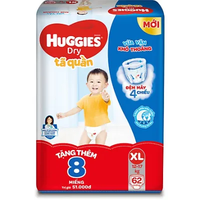 Tã quần Huggies size L68+8, XL62+8, M74+8, XXL56+8