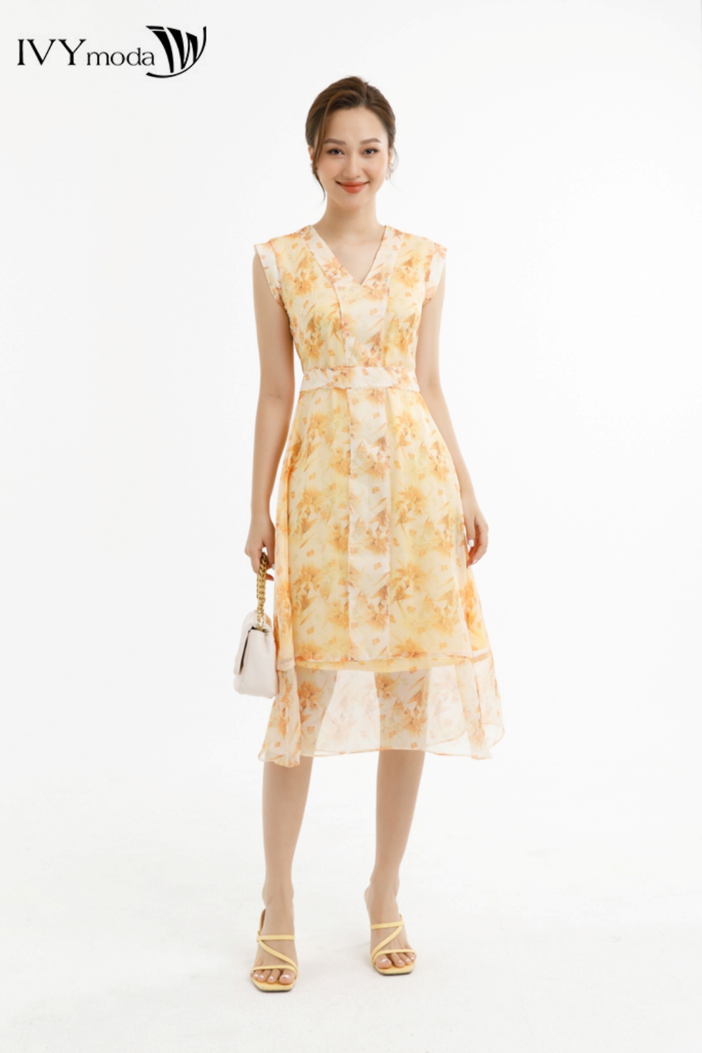 Đầm hoa tay hến ivy moda ms 41m7267