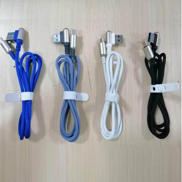 Cáp sạc TypeC  dây vải chân USB vuông góc 90 độ