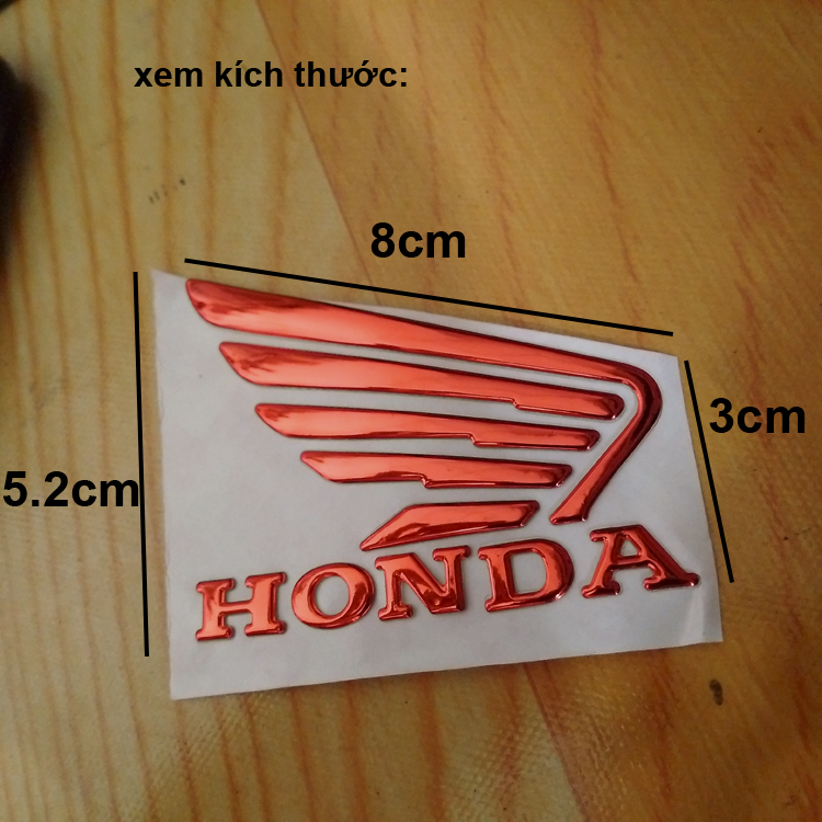 Bộ 2 tem cánh chim HONDA 3D nổi - Đỏ
