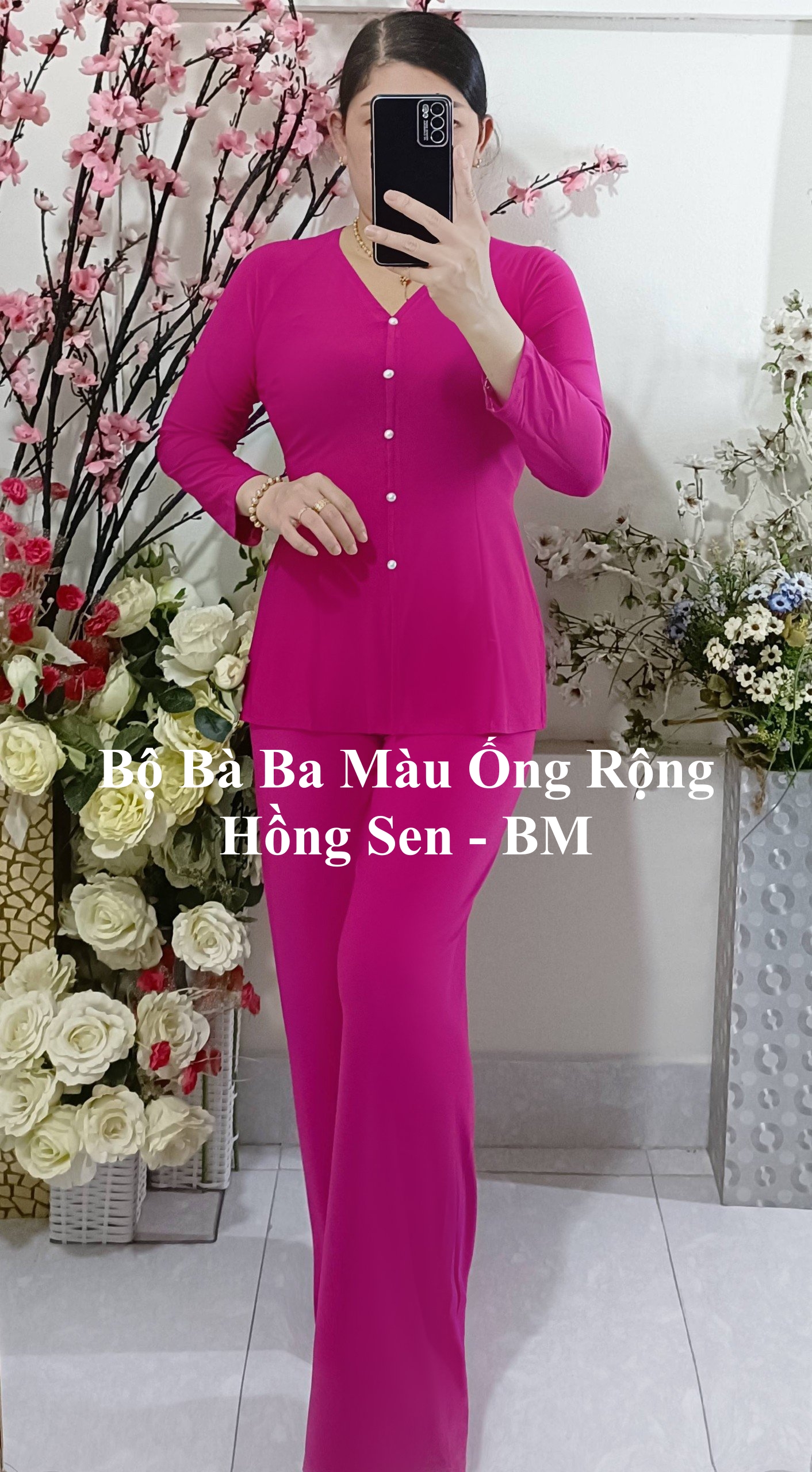 Bộ Bà Ba Màu Trơn Ống Rộng