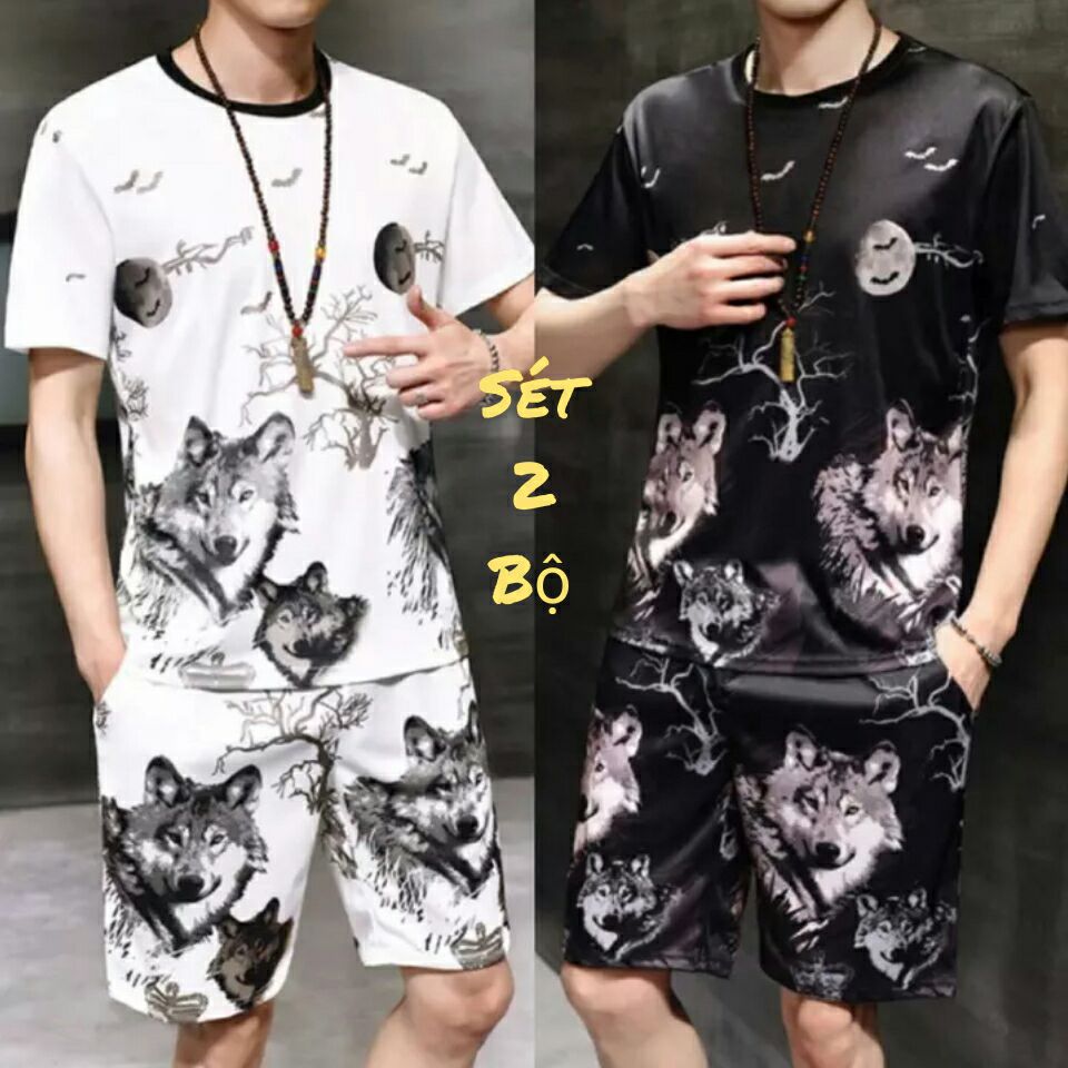 [HCM]sét 2 bộ quần áo in hình chó sói