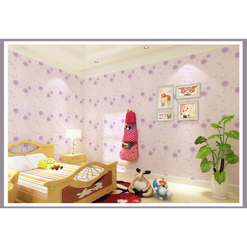 Cuộn 5m giấy dán tường bồ công tím khổ rộng 45cm