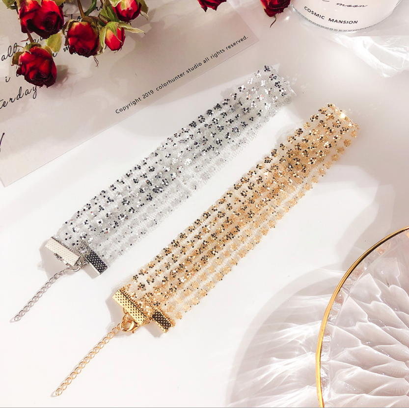 [HCM]Vòng cổ choker sequin lưới sang chảnh có video