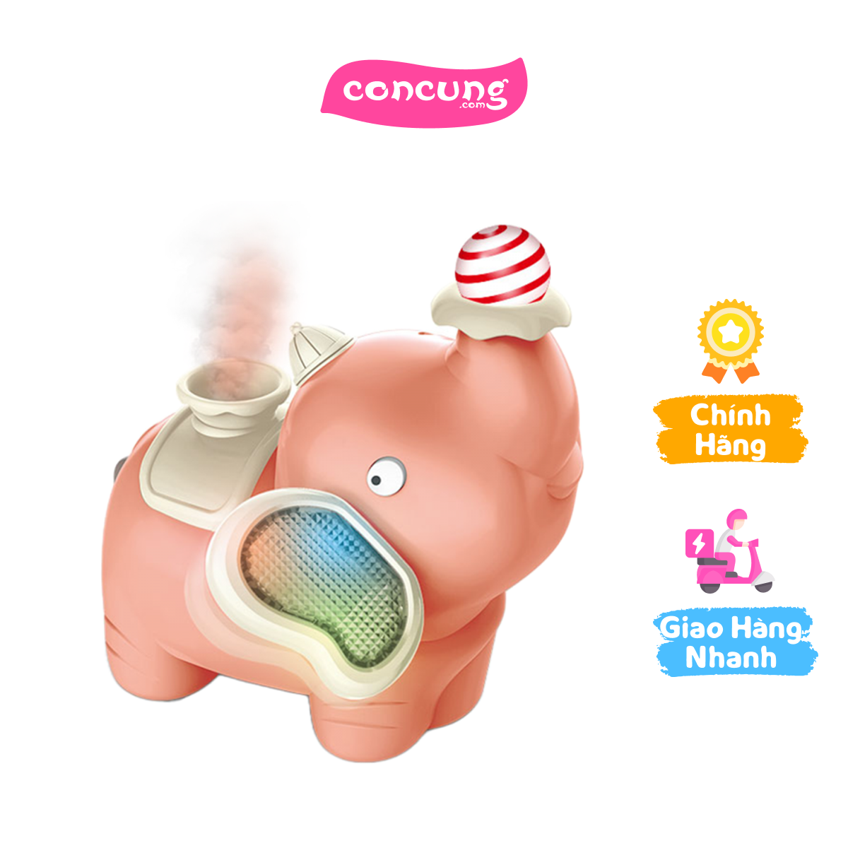 Chú voi thổi bóng và phun sương có nhạc, đèn JS056834