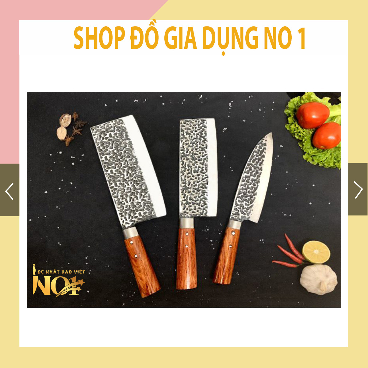 BÁO GIÁ Bộ Dao Làm Bếp Phúc Sen | Shopee Lazada Sendo Tiki mới nhất 20 Dao phúc sen bộ 3 dao nhà bếp gồm ( Chặt - Thái - Lọc) làm từ Thép Nhíp nguyên chất, gỗ Mun chốt 2 đinh