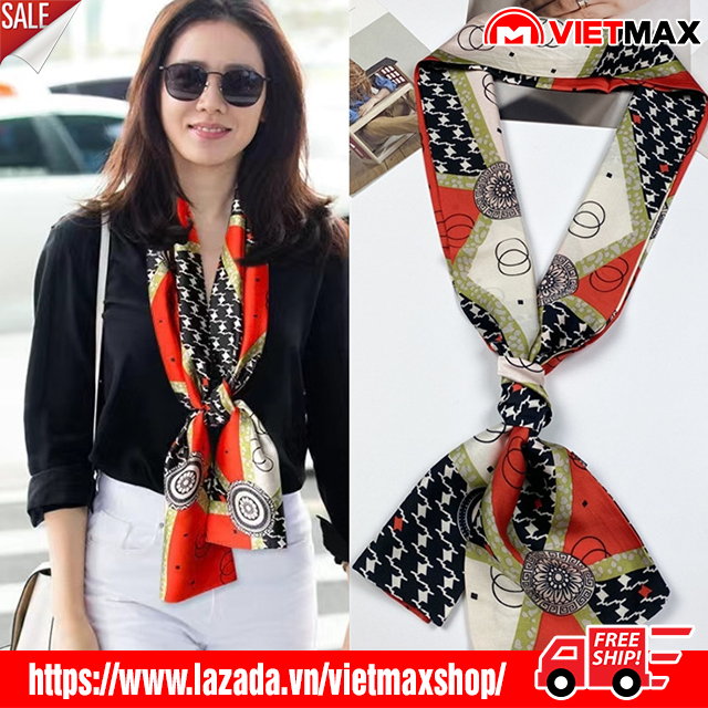 🎁 Khăn Choàng Lụa Dùng Buộc Tóc Quấn Túi Xách Phong Cách Hàn Quốc Cho Nữ (145x15cm)