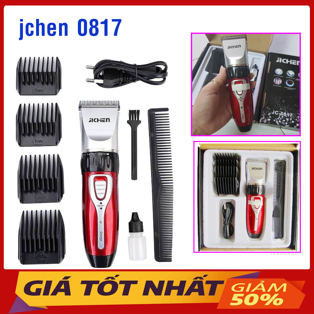 Tông Đơ Cắt Tóc 🤵 Bộ Dụng Cụ Làm Tóc Nam JiChen 0817, Dùng Pin Sạc Tích Điện, An Toàn Tiện Lợi, Chuyên Tóc Gia Đình, Bảo Hành 6 Tháng