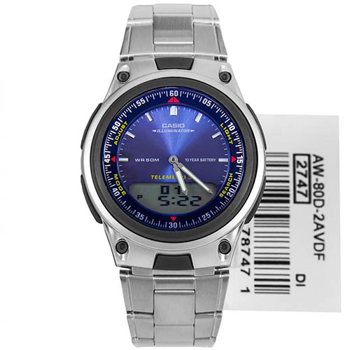 Đồng hồ nam dây thép không gỉ Casio AW-80D-2AVDF (Bạc)