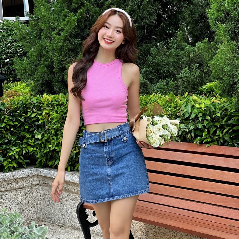 Áo croptop nữ body sát nách TOPTIFY kiểu cổ tròn basic sát nách Ruth Top AC82