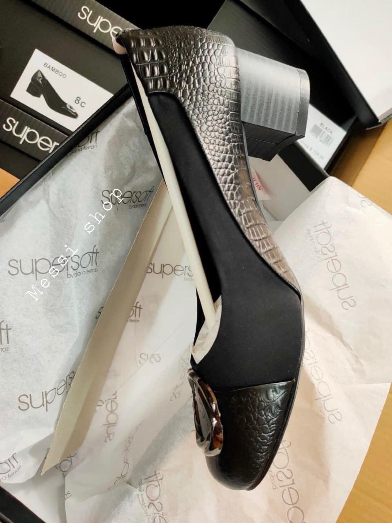 Giày Công sở Supersoft phối da cá sấu