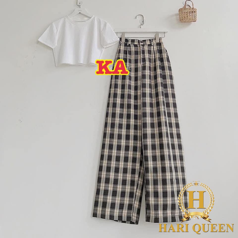 Set áo croptop +quần kẻ KAN0620