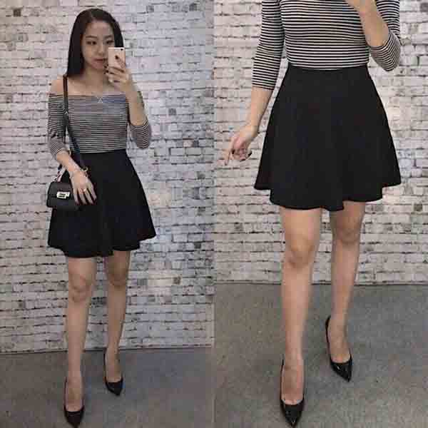Chân váy xòe ngắn dáng tiểu thư