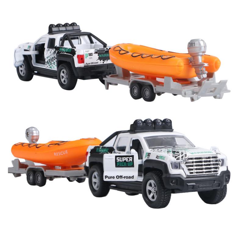 Bộ xe ô tô bán tải mini và thùng kéo tỉ lệ 1:36 đồ chơi trẻ em