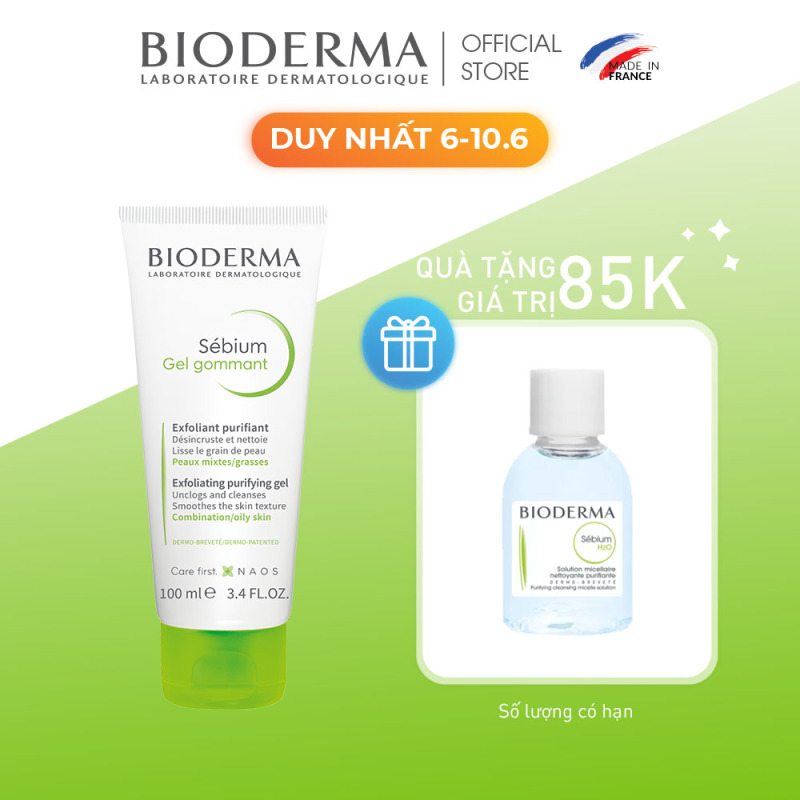 Gel tẩy tế bào chết làm mịn da cho da hỗn hợp và da dầu Bioderma Sebium Gel Gommant - 100ml giá rẻ