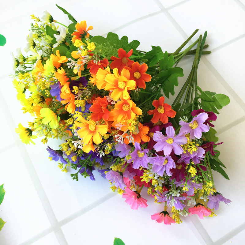 Hoa giả trang trí, Chùm hoa cúc nhỏ, hoa lụa