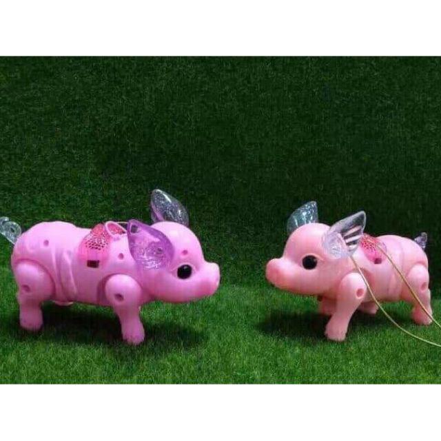 ( FREE SHIP - MUA 1 TẶNG 1 ) Đồ chơi chú HEO ( Lợn) biết đi có dây dắt ( chạy pin )