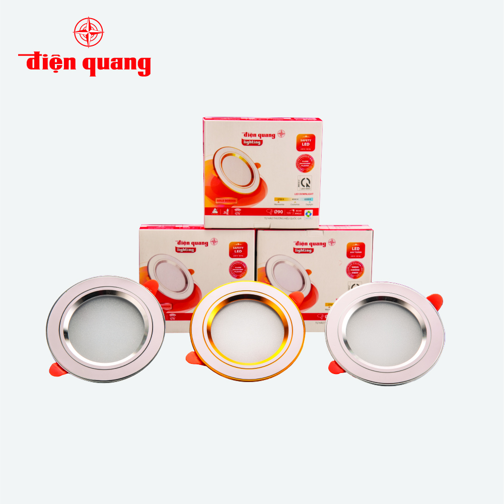 Bộ đèn LED Downlight Điện Quang ĐQ LRD17 07 S90 (7W, viền bạc, Ø90)