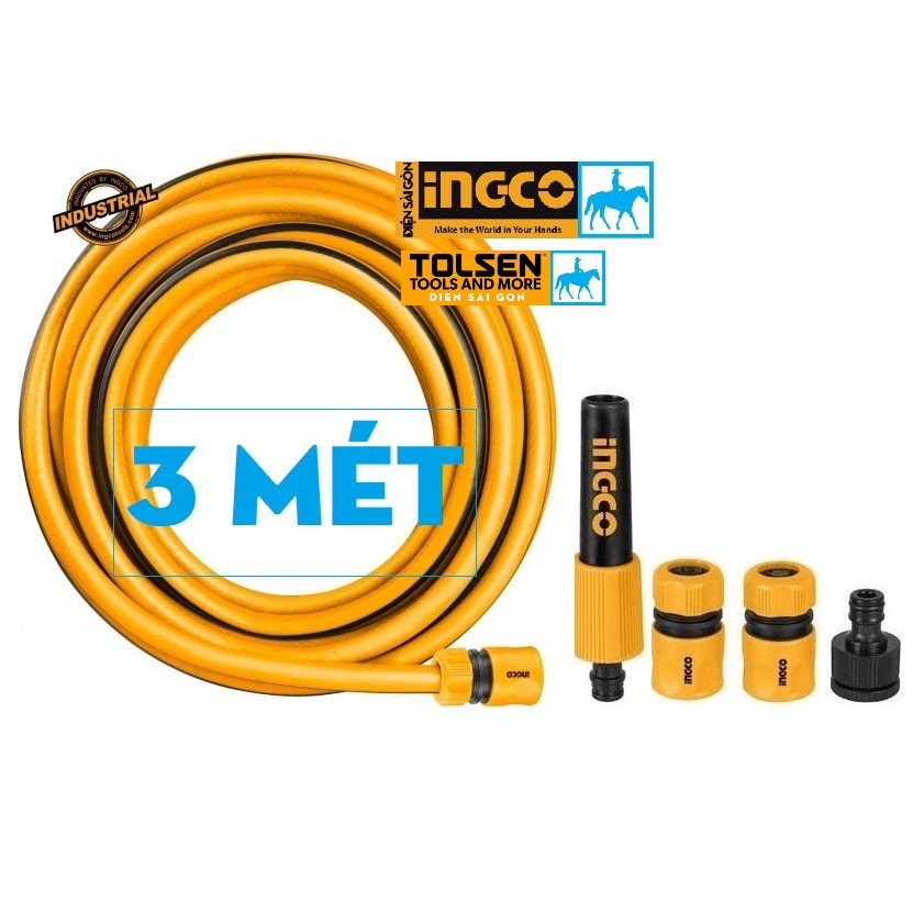 Bộ 5 mét ống nhựa PVC Fi21 khớp nối ống vòi xịt rữa tưới cây INGCO HPH2001 HHCS05122