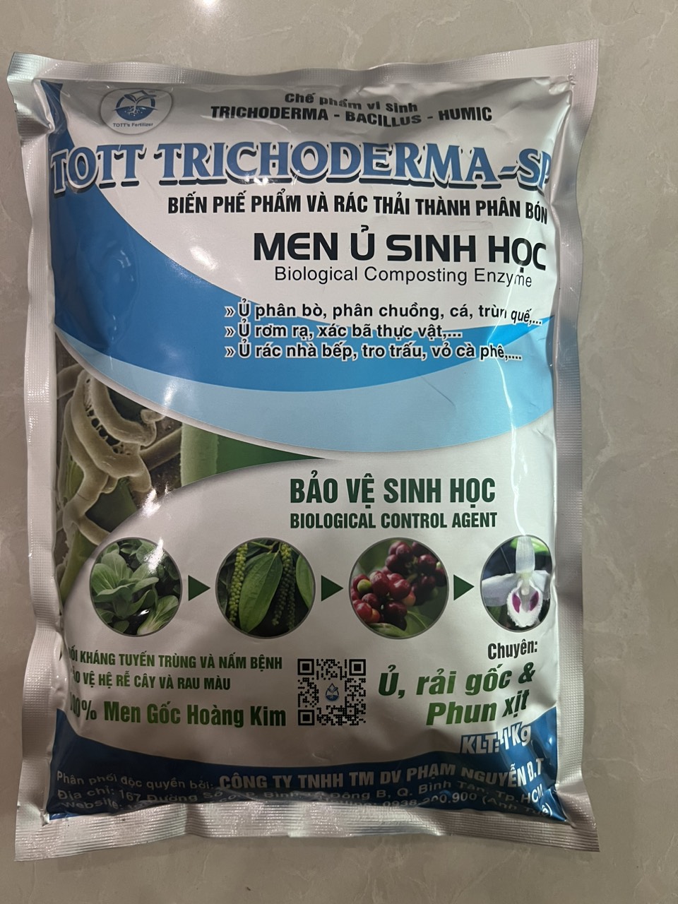 Nấm trichoderma gói 1kg chế phẩm vi sinh ủ phân và rác nhà bếp