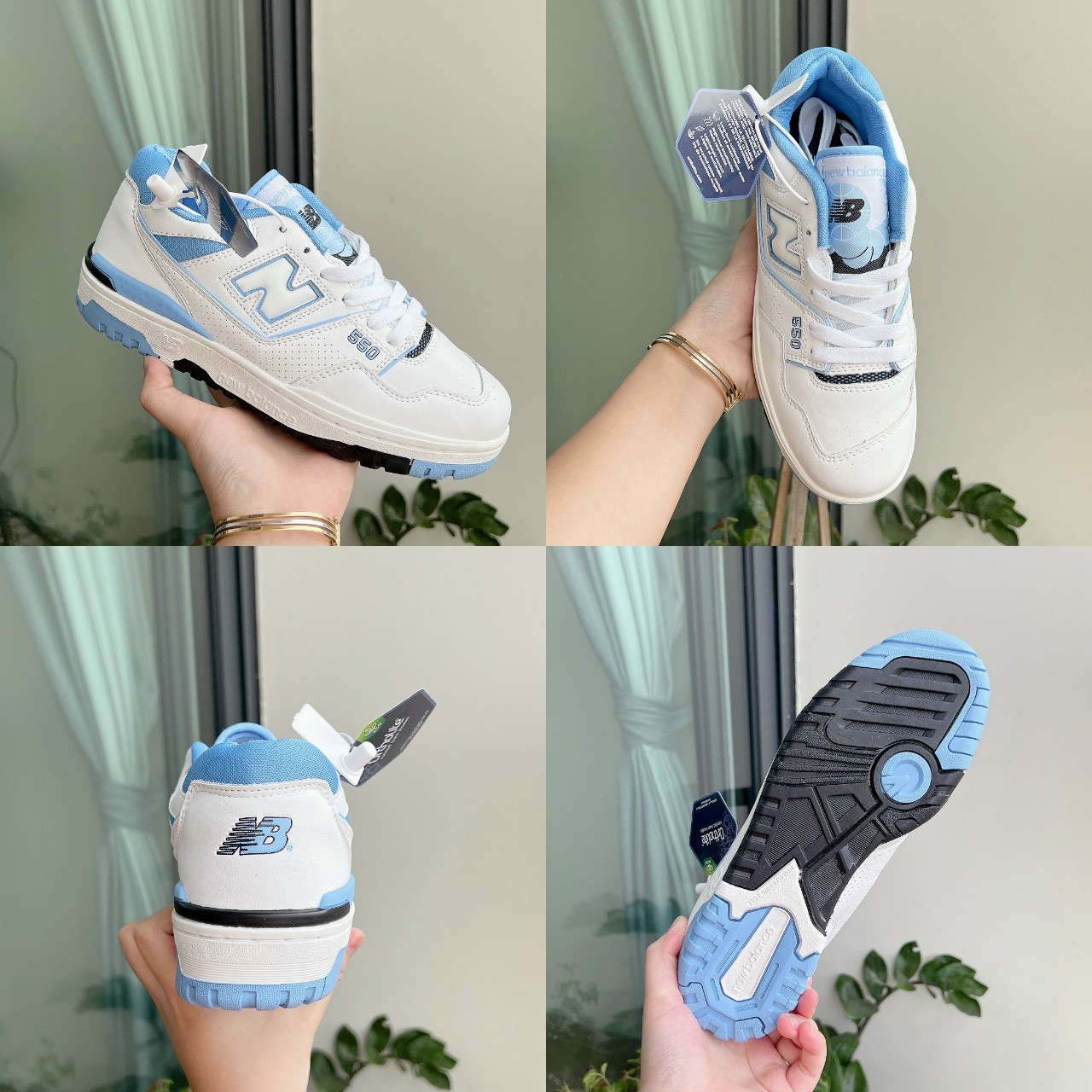 Giày New Balance 550 "UNC White University Blue", giày thể thao