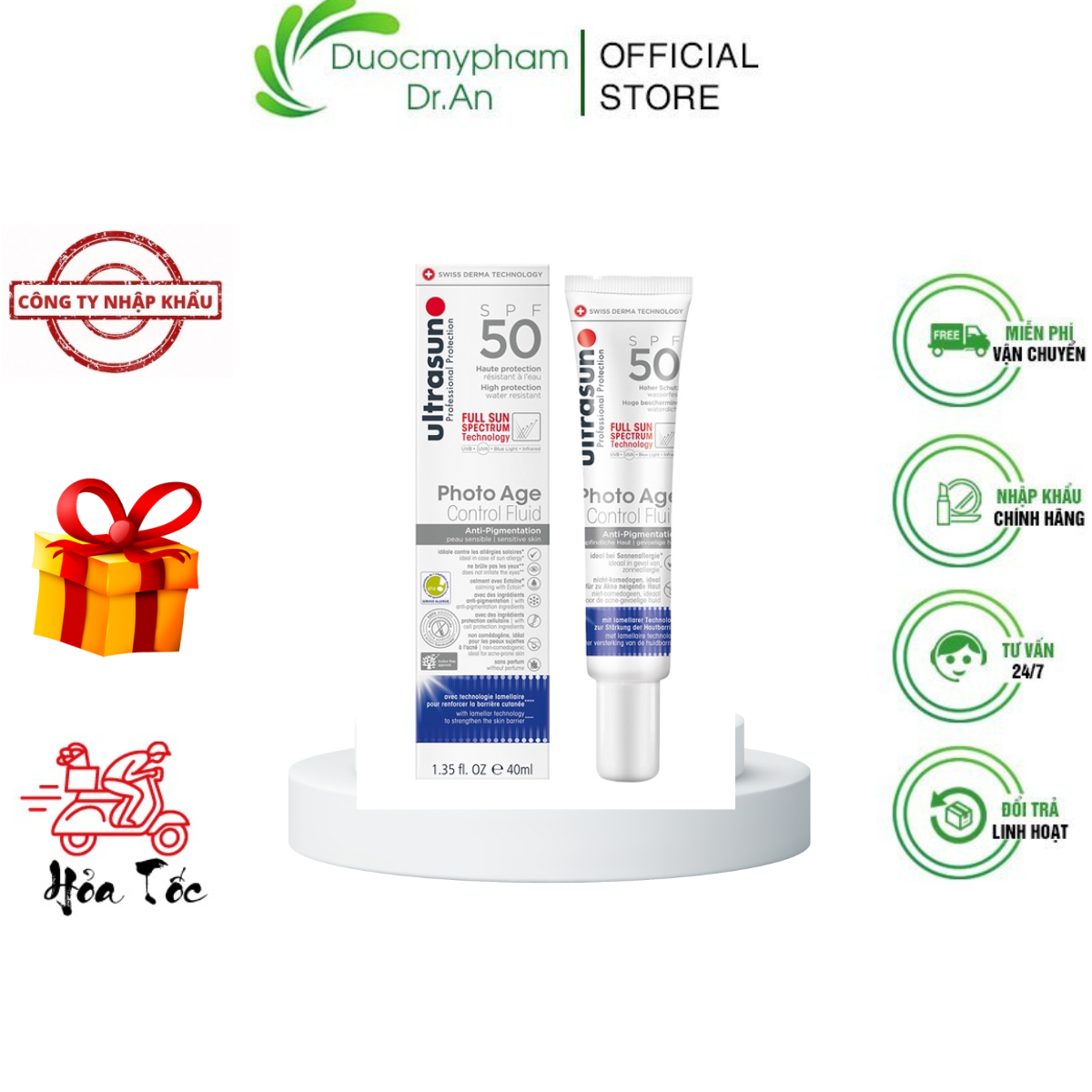 Imported item-Ultrasun Photo age control fluid anti-odourlessness SPF 50 + pa magnetic +++ 4 PCs anti-aging 4 Rays-duocmyphamdran