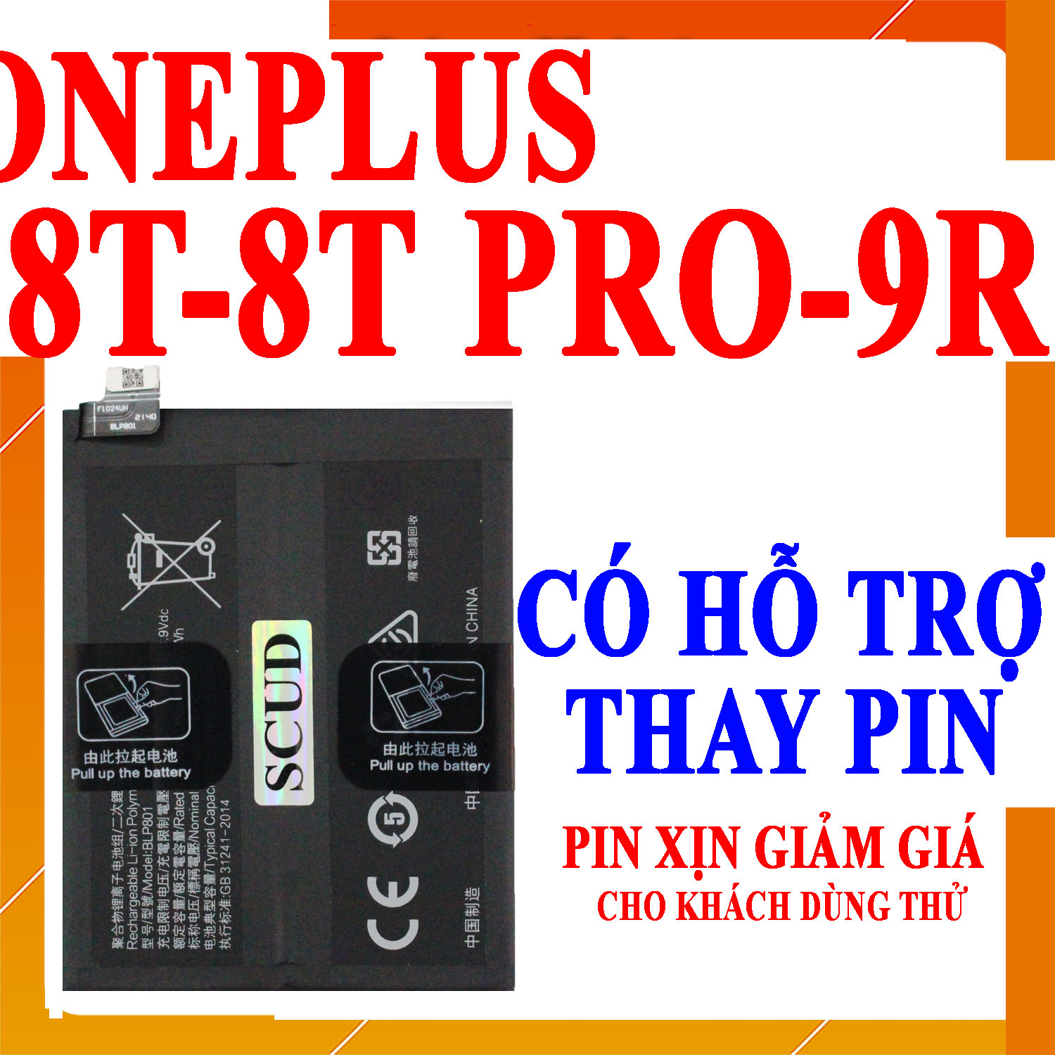 Pin Scud cho 1+/One Plus/OnePlus 8T/8T Pro/9R BLP801 dung lượng 4500mAh