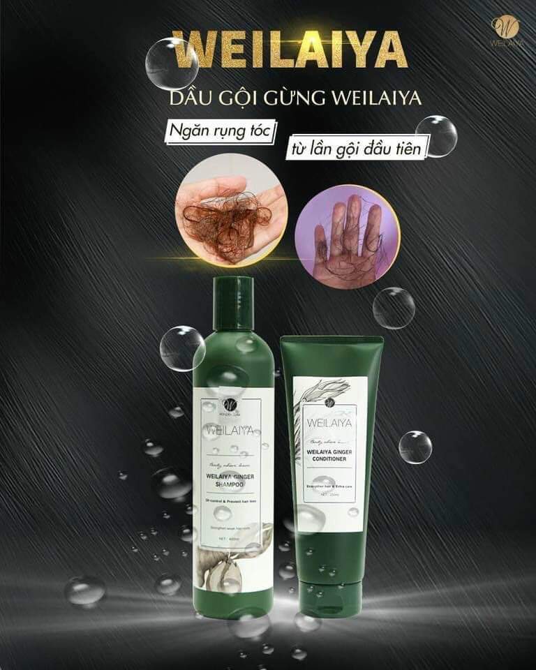 Bộ dầu gội, xả gừng tinh chất hà thủ ô (Weilaiya Zingiber Officinale Juice Repairment Hair)