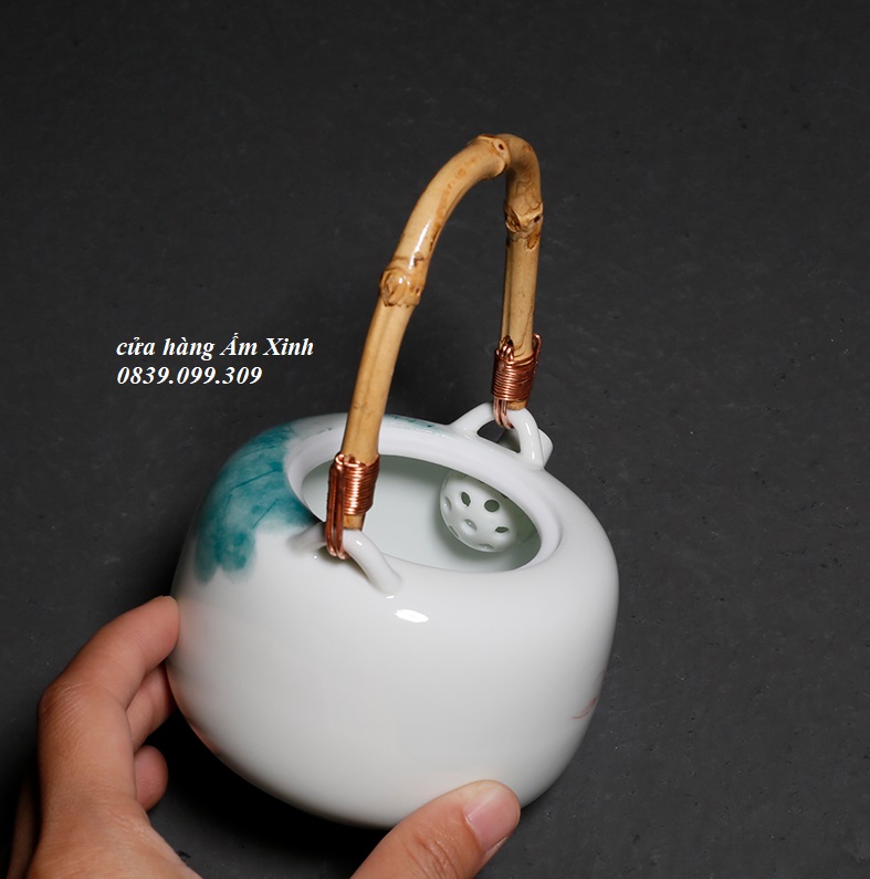 Ấm Trà Sứ Trắng Bạch Định pha trà đạo
