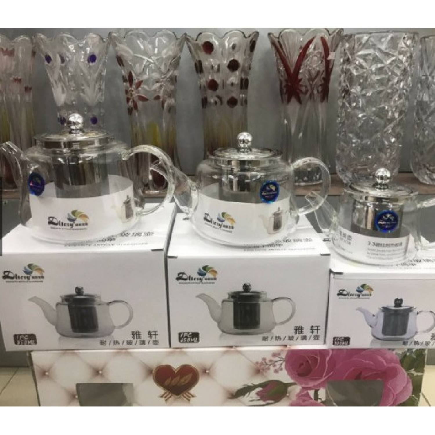 Ấm thuỷ tinh pha trà chịu nhiệt có lưới lọc inox