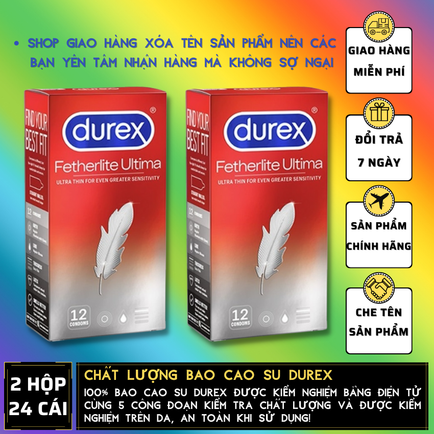 [02 Hộp] Bao Cao Su Durex Fetherlite siêu mỏng  Che tên sản phẩm