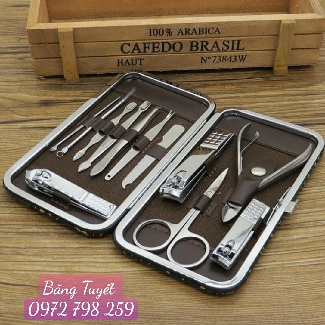 Bộ kìm kéo bấm móng cắt móng dụng cụ chăm sóc móng tay 12 món