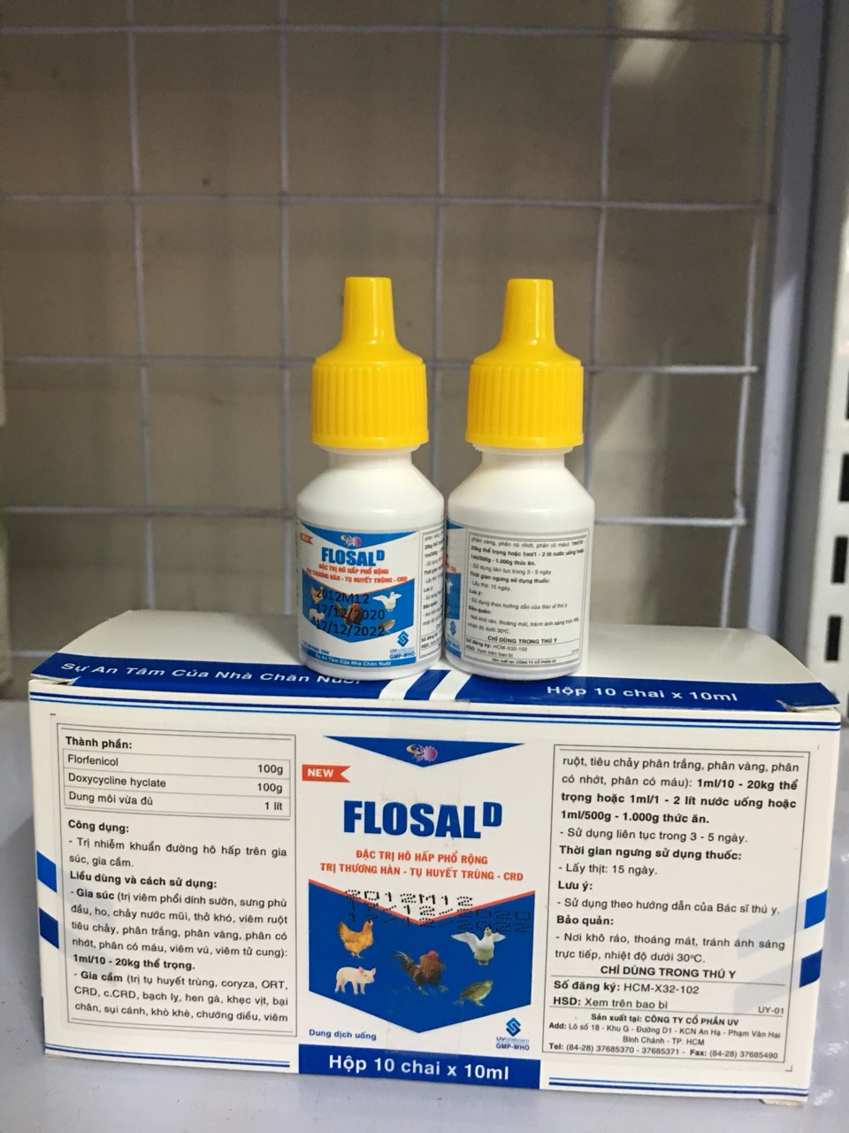 1 lọ flosal D (10ml) hen, khẹc, sưng phù đầu gà vịt