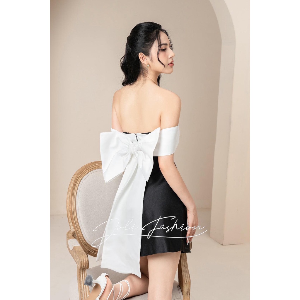 JOLI - Váy thiết kế cao cấp đi tiệc đen phối trắng