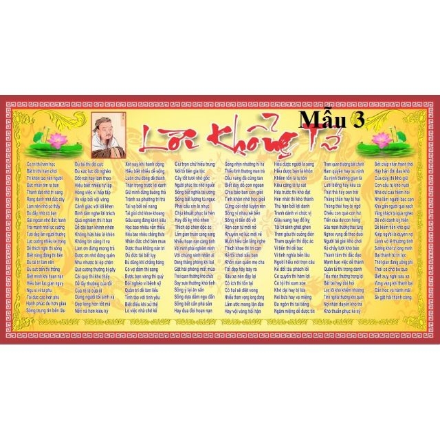 [ÉP PLASTIC] Lời dạy Khổng Tử Mẫu 3 Khổ A3(42x30cm)