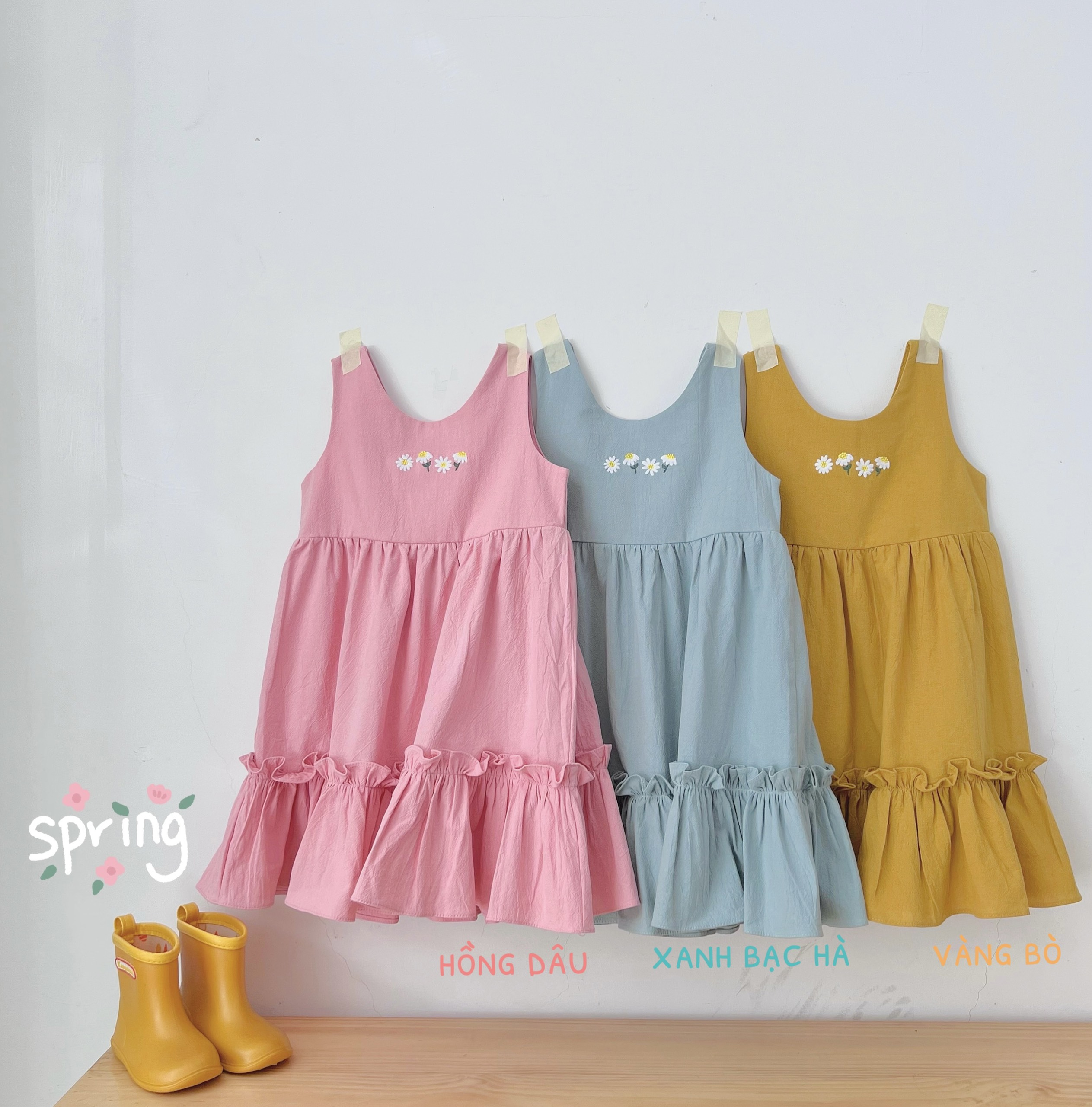 ĐẦM LINEN BỘT THÊU HOA