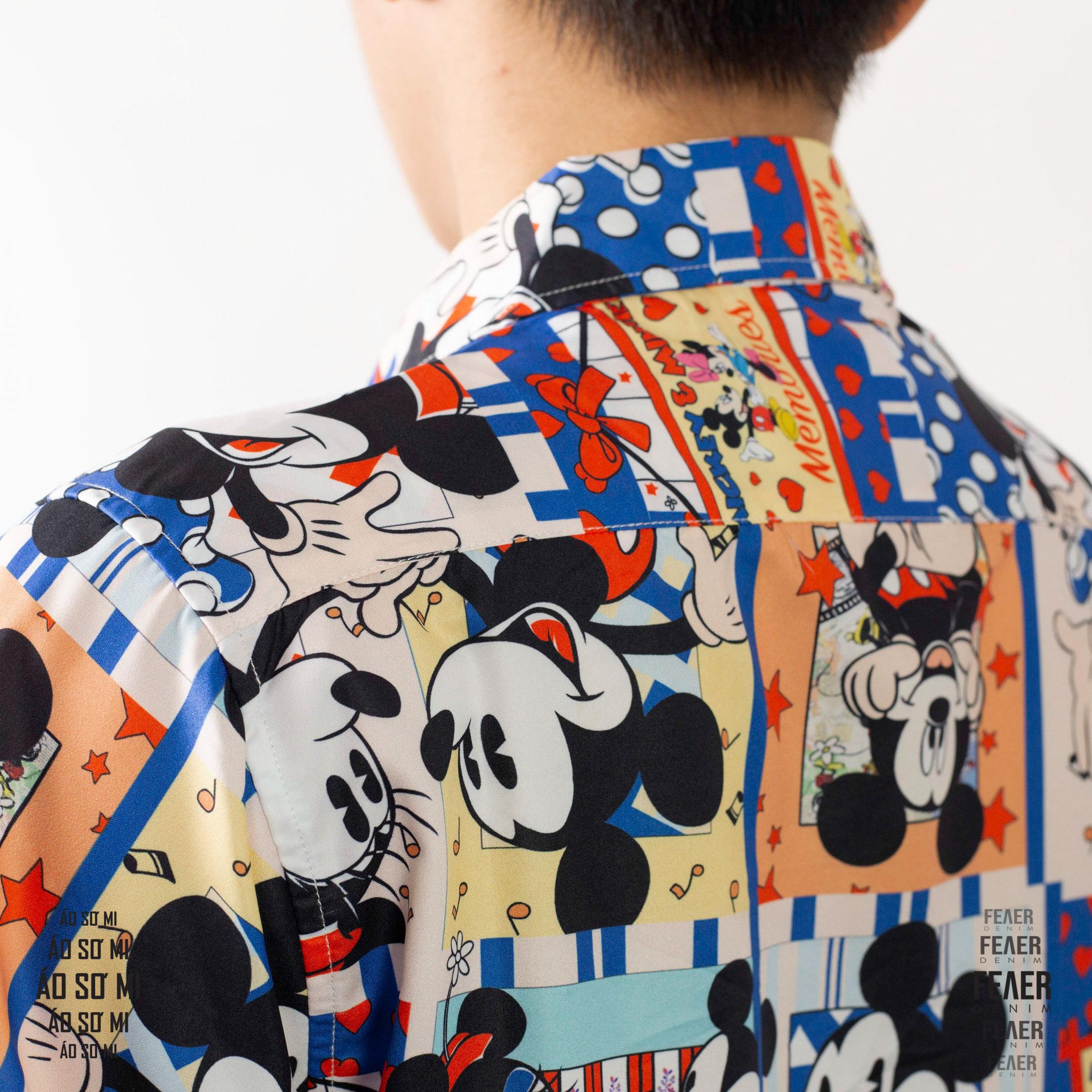 Áo Sơ Mi nam tay ngắn Chuột Mickey - Chất lụa
