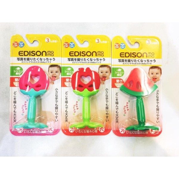 Gặm Nướu Hình Trái Cây Edison Nhật Bản-Đồ gặm nướu silicon hình hoa quả mềm mại an toàn cho trẻ mới mọc răng