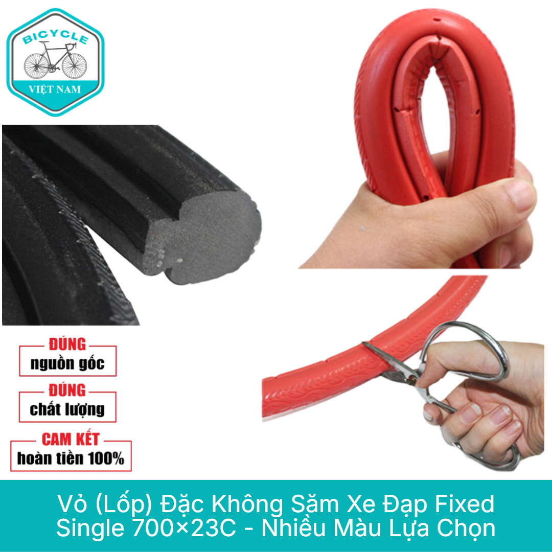 Vỏ Lốp Đặc Không Săm Xe Đạp Fixed Gear / Single Speed 700x23C – Nhiều Màu, Bền Bỉ, Không Lo Thủng