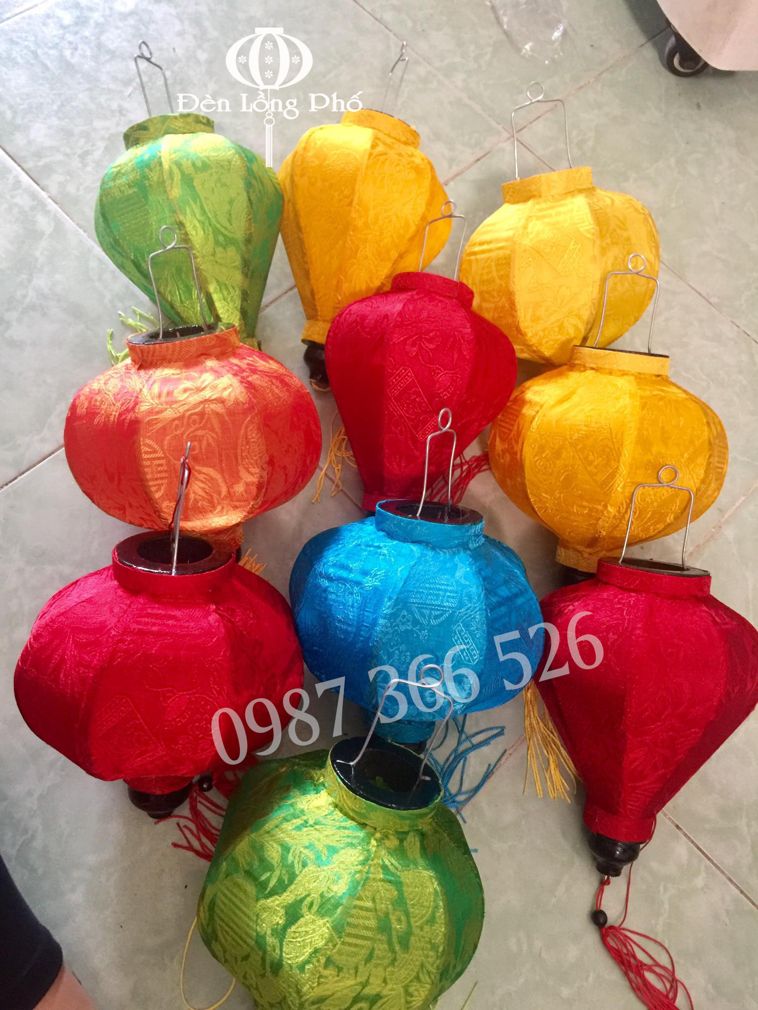 Combo 10 đèn lồng Hội An 20 cm đủ màu